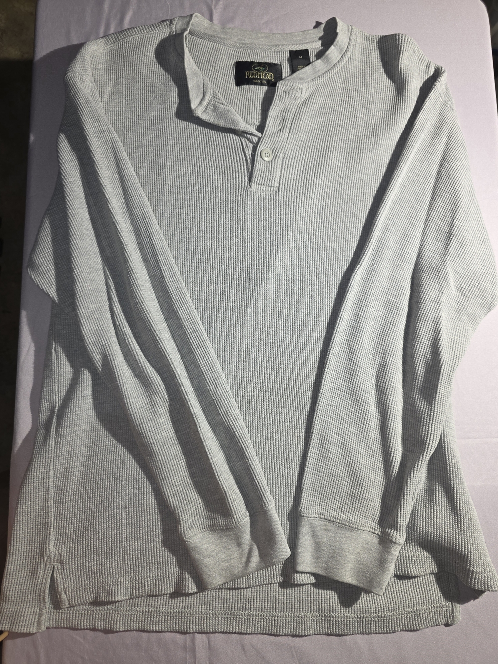 RedHead Light Gray Waffle Henley Long Sleeve Shirt
